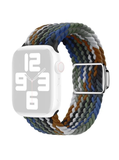 For Apple Watch Series 10 46mm / Ultra 2 Ultra 49mm /  Series 9 8 7 45mm / 6 5 4 SE (2023) SE (2022) SE 44mm / 3 2 1 42mm Nylon Braided Watch Band Magnetic Buckle Wrist Strap - Jeans Colorful