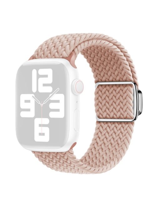 For Apple Watch Series 10 46mm / Ultra 2 Ultra 49mm /  Series 9 8 7 45mm / 6 5 4 SE (2023) SE (2022) SE 44mm / 3 2 1 42mm Nylon Braided Watch Band Magnetic Buckle Wrist Strap - Pink