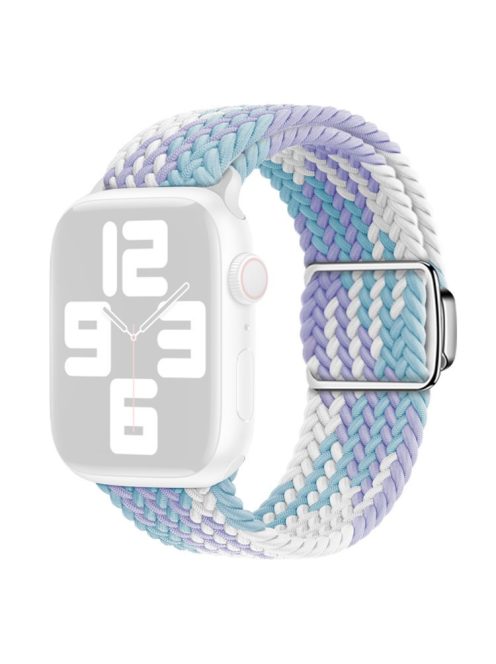 For Apple Watch Series 10 46mm / Ultra 2 Ultra 49mm /  Series 9 8 7 45mm / 6 5 4 SE (2023) SE (2022) SE 44mm / 3 2 1 42mm Nylon Braided Watch Band Magnetic Buckle Wrist Strap - Violet