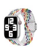 For Apple Watch Series 10 46mm / Ultra 2 Ultra 49mm /  Series 9 8 7 45mm / 6 5 4 SE (2023) SE (2022) SE 44mm / 3 2 1 42mm Nylon Braided Watch Band Magnetic Buckle Wrist Strap - White Rainbow