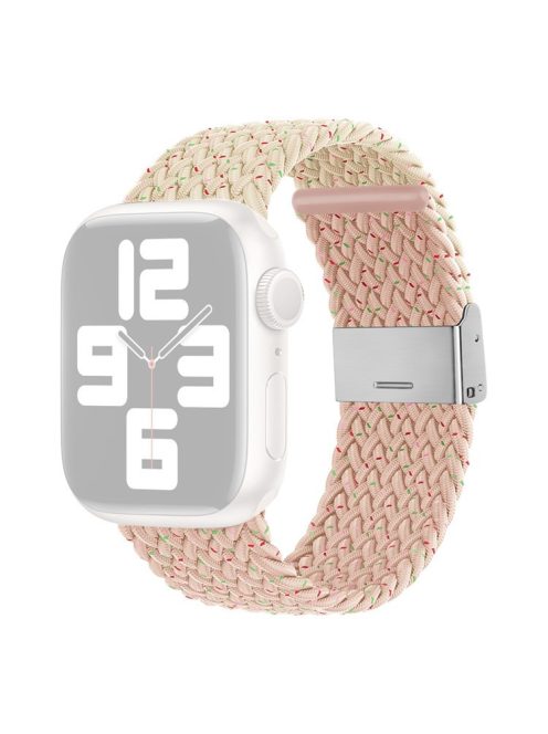 For Apple Watch Series 10 46mm / Ultra 2 Ultra 49mm /  Series 9 8 7 45mm / 6 5 4 SE (2023) SE (2022) SE 44mm / 3 2 1 42mm Nylon Strap Braided Watch Band - Color Starlight / Pink