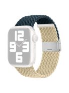 For Apple Watch Series 10 46mm / Ultra 2 Ultra 49mm /  Series 9 8 7 45mm / 6 5 4 SE (2023) SE (2022) SE 44mm / 3 2 1 42mm Nylon Strap Braided Watch Band - Dark Blue / Beige