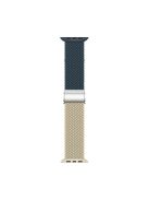 For Apple Watch Series 10 46mm / Ultra 2 Ultra 49mm /  Series 9 8 7 45mm / 6 5 4 SE (2023) SE (2022) SE 44mm / 3 2 1 42mm Nylon Strap Braided Watch Band - Dark Blue / Beige