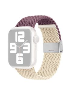   For Apple Watch Series 10 46mm / Ultra 2 Ultra 49mm /  Series 9 8 7 45mm / 6 5 4 SE (2023) SE (2022) SE 44mm / 3 2 1 42mm Nylon Strap Braided Watch Band - Dark Purple / Starlight