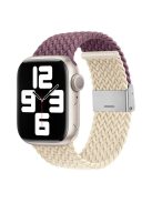 For Apple Watch Series 10 46mm / Ultra 2 Ultra 49mm /  Series 9 8 7 45mm / 6 5 4 SE (2023) SE (2022) SE 44mm / 3 2 1 42mm Nylon Strap Braided Watch Band - Dark Purple / Starlight