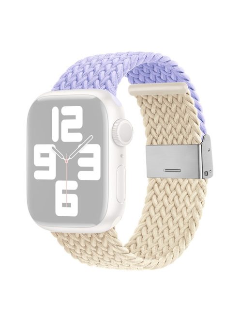 For Apple Watch Series 10 46mm / Ultra 2 Ultra 49mm /  Series 9 8 7 45mm / 6 5 4 SE (2023) SE (2022) SE 44mm / 3 2 1 42mm Nylon Strap Braided Watch Band - Light Purple / Starlight