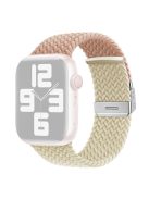 For Apple Watch Series 10 46mm / Ultra 2 Ultra 49mm /  Series 9 8 7 45mm / 6 5 4 SE (2023) SE (2022) SE 44mm / 3 2 1 42mm Nylon Strap Braided Watch Band - Milky Tea / Starlight