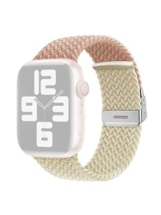   For Apple Watch Series 10 46mm / Ultra 2 Ultra 49mm /  Series 9 8 7 45mm / 6 5 4 SE (2023) SE (2022) SE 44mm / 3 2 1 42mm Nylon Strap Braided Watch Band - Milky Tea / Starlight