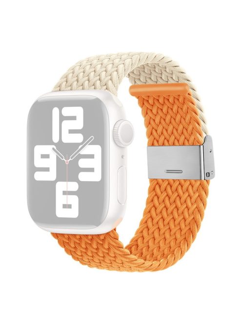 For Apple Watch Series 10 46mm / Ultra 2 Ultra 49mm /  Series 9 8 7 45mm / 6 5 4 SE (2023) SE (2022) SE 44mm / 3 2 1 42mm Nylon Strap Braided Watch Band - Starlight / Orange