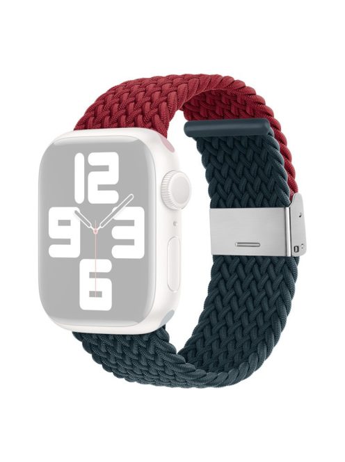 For Apple Watch Series 10 46mm / Ultra 2 Ultra 49mm /  Series 9 8 7 45mm / 6 5 4 SE (2023) SE (2022) SE 44mm / 3 2 1 42mm Nylon Strap Braided Watch Band - Wine Red / Dark Blue