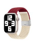 For Apple Watch Series 10 46mm / Ultra 2 Ultra 49mm /  Series 9 8 7 45mm / 6 5 4 SE (2023) SE (2022) SE 44mm / 3 2 1 42mm Nylon Strap Braided Watch Band - Wine Red / Starlight