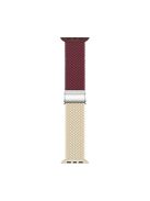 For Apple Watch Series 10 46mm / Ultra 2 Ultra 49mm /  Series 9 8 7 45mm / 6 5 4 SE (2023) SE (2022) SE 44mm / 3 2 1 42mm Nylon Strap Braided Watch Band - Wine Red / Starlight