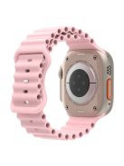 For Apple Watch Series 10 46mm / Ultra 2 Ultra 49mm /  Series 9 8 7 45mm / 6 5 4 SE (2023) SE (2022) SE 44mm / 3 2 1 42mm Ocean Band Breathable Silicone Strap with 8-shaped Buckle - Pink