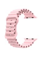 For Apple Watch Series 10 46mm / Ultra 2 Ultra 49mm /  Series 9 8 7 45mm / 6 5 4 SE (2023) SE (2022) SE 44mm / 3 2 1 42mm Ocean Band Breathable Silicone Strap with 8-shaped Buckle - Pink