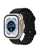 For Apple Watch Series 10 46mm / Ultra 2 Ultra 49mm /  Series 9 8 7 45mm / 6 5 4 SE (2023) SE (2022) SE 44mm / 3 2 1 42mm Ocean Band Breathable Silicone Strap with Adjustable 8-shaped Buckle - Black