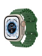 For Apple Watch Series 10 46mm / Ultra 2 Ultra 49mm /  Series 9 8 7 45mm / 6 5 4 SE (2023) SE (2022) SE 44mm / 3 2 1 42mm Ocean Band Breathable Silicone Strap with Adjustable 8-shaped Buckle - Green