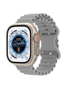 For Apple Watch Series 10 46mm / Ultra 2 Ultra 49mm /  Series 9 8 7 45mm / 6 5 4 SE (2023) SE (2022) SE 44mm / 3 2 1 42mm Ocean Band Breathable Silicone Strap with Adjustable 8-shaped Buckle - Grey