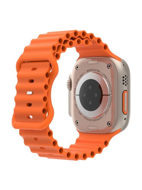 For Apple Watch Series 10 46mm / Ultra 2 Ultra 49mm /  Series 9 8 7 45mm / 6 5 4 SE (2023) SE (2022) SE 44mm / 3 2 1 42mm Ocean Band Breathable Silicone Strap with Adjustable 8-shaped Buckle - Orange