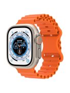 For Apple Watch Series 10 46mm / Ultra 2 Ultra 49mm /  Series 9 8 7 45mm / 6 5 4 SE (2023) SE (2022) SE 44mm / 3 2 1 42mm Ocean Band Breathable Silicone Strap with Adjustable 8-shaped Buckle - Orange