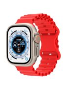 For Apple Watch Series 10 46mm / Ultra 2 Ultra 49mm /  Series 9 8 7 45mm / 6 5 4 SE (2023) SE (2022) SE 44mm / 3 2 1 42mm Ocean Band Breathable Silicone Strap with Adjustable 8-shaped Buckle - Red