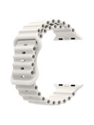 For Apple Watch Series 10 46mm / Ultra 2 Ultra 49mm /  Series 9 8 7 45mm / 6 5 4 SE (2023) SE (2022) SE 44mm / 3 2 1 42mm Ocean Band Breathable Silicone Strap with Adjustable 8-shaped Buckle - White