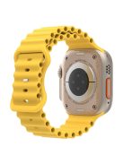 For Apple Watch Series 10 46mm / Ultra 2 Ultra 49mm /  Series 9 8 7 45mm / 6 5 4 SE (2023) SE (2022) SE 44mm / 3 2 1 42mm Ocean Band Breathable Silicone Strap with Adjustable 8-shaped Buckle - Yellow