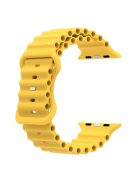 For Apple Watch Series 10 46mm / Ultra 2 Ultra 49mm /  Series 9 8 7 45mm / 6 5 4 SE (2023) SE (2022) SE 44mm / 3 2 1 42mm Ocean Band Breathable Silicone Strap with Adjustable 8-shaped Buckle - Yellow