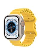 For Apple Watch Series 10 46mm / Ultra 2 Ultra 49mm /  Series 9 8 7 45mm / 6 5 4 SE (2023) SE (2022) SE 44mm / 3 2 1 42mm Ocean Band Breathable Silicone Strap with Adjustable 8-shaped Buckle - Yellow