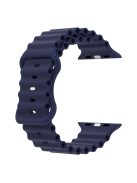 For Apple Watch Series 10 46mm / Ultra 2 Ultra 49mm /  Series 9 8 7 45mm / 6 5 4 SE (2023) SE (2022) SE 44mm / 3 2 1 42mm Ocean Band Silicone Strap with Adjustable 8-shaped Buckle - Midnight Blue