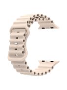 For Apple Watch Series 10 46mm / Ultra 2 Ultra 49mm /  Series 9 8 7 45mm / 6 5 4 SE (2023) SE (2022) SE 44mm / 3 2 1 42mm Ocean Band Silicone Strap with Adjustable 8-shaped Buckle - Star Light Color