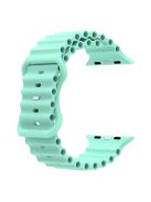 For Apple Watch Series 10 46mm / Ultra 2 Ultra 49mm /  Series 9 8 7 45mm / 6 5 4 SE (2023) SE (2022) SE 44mm / 3 2 1 42mm Ocean Band Silicone Strap with Adjustable 8-shaped Buckle - Teal Green