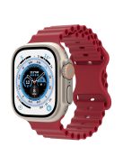 For Apple Watch Series 10 46mm / Ultra 2 Ultra 49mm /  Series 9 8 7 45mm / 6 5 4 SE (2023) SE (2022) SE 44mm / 3 2 1 42mm Ocean Band Silicone Strap with Adjustable 8-shaped Buckle - Wine Red