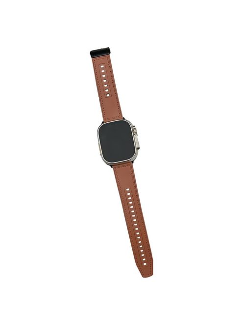 For Apple Watch Series 10 46mm / Ultra 2 Ultra 49mm /  Series 9 8 7 45mm / 6 5 4 SE (2023) SE (2022) SE 44mm / 3 2 1 42mm PU Leather+Silicone Watch Band - Brown