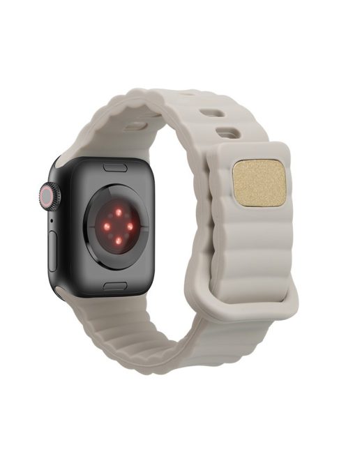 For Apple Watch Series 10 46mm / Ultra 2 Ultra 49mm /  Series 9 8 7 45mm / 6 5 4 SE (2023) SE (2022) SE 44mm / 3 2 1 42mm Quick Release Silicone Watch Strap Watchband with Button - Beige