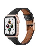 For Apple Watch Series 10 46mm / Ultra 2 Ultra 49mm /  Series 9 8 7 45mm / 6 5 4 SE (2023) SE (2022) SE 44mm / 3 2 1 42mm Quick Release Watch Band Genuine Leather Watch Strap - Black