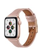 For Apple Watch Series 10 46mm / Ultra 2 Ultra 49mm /  Series 9 8 7 45mm / 6 5 4 SE (2023) SE (2022) SE 44mm / 3 2 1 42mm Quick Release Watch Band Genuine Leather Watch Strap - Light Pink