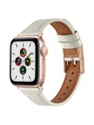 For Apple Watch Series 10 46mm / Ultra 2 Ultra 49mm /  Series 9 8 7 45mm / 6 5 4 SE (2023) SE (2022) SE 44mm / 3 2 1 42mm Quick Release Watch Band Smart Bracelet Genuine Leather Watch Strap - Beige