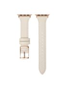 For Apple Watch Series 10 46mm / Ultra 2 Ultra 49mm /  Series 9 8 7 45mm / 6 5 4 SE (2023) SE (2022) SE 44mm / 3 2 1 42mm Quick Release Watch Band Smart Bracelet Genuine Leather Watch Strap - Beige