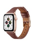 For Apple Watch Series 10 46mm / Ultra 2 Ultra 49mm /  Series 9 8 7 45mm / 6 5 4 SE (2023) SE (2022) SE 44mm / 3 2 1 42mm Quick Release Watch Band Smart Bracelet Genuine Leather Watch Strap - Brown