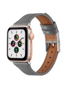 For Apple Watch Series 10 46mm / Ultra 2 Ultra 49mm /  Series 9 8 7 45mm / 6 5 4 SE (2023) SE (2022) SE 44mm / 3 2 1 42mm Quick Release Watch Band Smart Bracelet Genuine Leather Watch Strap - Grey