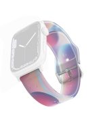 For Apple Watch Series 10 46mm / Ultra 2 Ultra 49mm /  Series 9 8 7 45mm / 6 5 4 SE (2023) SE (2022) SE 44mm / 3 2 1 42mm Rainbow Color Quick Release Strap Silicone Watchband - Blue Purple Bubble