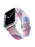 For Apple Watch Series 10 46mm / Ultra 2 Ultra 49mm /  Series 9 8 7 45mm / 6 5 4 SE (2023) SE (2022) SE 44mm / 3 2 1 42mm Rainbow Color Quick Release Strap Silicone Watchband - Blue Purple Bubble