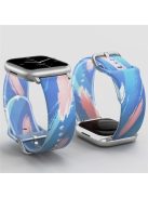 For Apple Watch Series 10 46mm / Ultra 2 Ultra 49mm /  Series 9 8 7 45mm / 6 5 4 SE (2023) SE (2022) SE 44mm / 3 2 1 42mm Rainbow Color Quick Release Watch Strap Silicone Watchband - Blue Pink