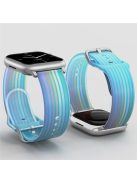 For Apple Watch Series 10 46mm / Ultra 2 Ultra 49mm /  Series 9 8 7 45mm / 6 5 4 SE (2023) SE (2022) SE 44mm / 3 2 1 42mm Rainbow Color Quick Release Watch Strap Silicone Watchband - Blue Rainbow