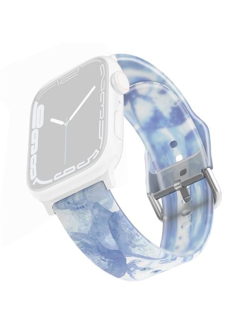 For Apple Watch Series 10 46mm / Ultra 2 Ultra 49mm /  Series 9 8 7 45mm / 6 5 4 SE (2023) SE (2022) SE 44mm / 3 2 1 42mm Rainbow Color Quick Release Watch Strap Silicone Watchband - Ice Blue