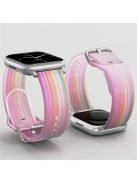 For Apple Watch Series 10 46mm / Ultra 2 Ultra 49mm /  Series 9 8 7 45mm / 6 5 4 SE (2023) SE (2022) SE 44mm / 3 2 1 42mm Rainbow Color Quick Release Watch Strap Silicone Watchband - Pink Rainbow