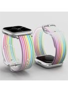 For Apple Watch Series 10 46mm / Ultra 2 Ultra 49mm /  Series 9 8 7 45mm / 6 5 4 SE (2023) SE (2022) SE 44mm / 3 2 1 42mm Rainbow Color Quick Release Watch Strap Silicone Watchband - Rainbow