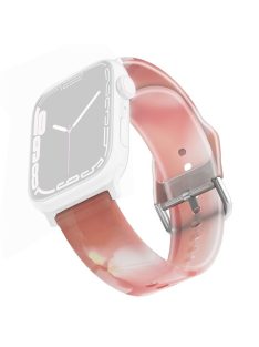   For Apple Watch Series 10 46mm / Ultra 2 Ultra 49mm /  Series 9 8 7 45mm / 6 5 4 SE (2023) SE (2022) SE 44mm / 3 2 1 42mm Rainbow Color Quick Release Watch Strap Silicone Watchband - Spring Sakura