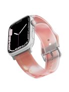 For Apple Watch Series 10 46mm / Ultra 2 Ultra 49mm /  Series 9 8 7 45mm / 6 5 4 SE (2023) SE (2022) SE 44mm / 3 2 1 42mm Rainbow Color Quick Release Watch Strap Silicone Watchband - Spring Sakura