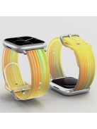 For Apple Watch Series 10 46mm / Ultra 2 Ultra 49mm /  Series 9 8 7 45mm / 6 5 4 SE (2023) SE (2022) SE 44mm / 3 2 1 42mm Rainbow Color Quick Release Watch Strap Silicone Watchband - Yellow Rainbow